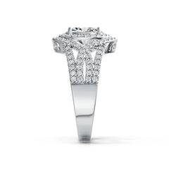Sterling Silver Moissanite Ring Oval OV 9x7mm Crisscross Shank