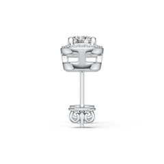 Sterling Silver Semi Mount Earrings Setting Round RD 4x4mm Halo DHJ