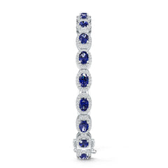 Sterling Silver Tennis Moissanite Bracelet Halo w/ Moissanite Oval OV 6X4mm