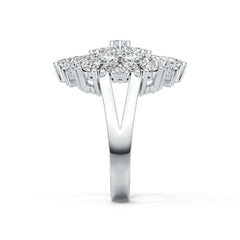 Sterling Silver Ring with White Topaz or Moissanite Cluster Cocktail Flower Theme DHJ