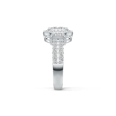 Sterling Silver Halo Ring Split Shank with White Topaz or Moissanite - Syzjewelry