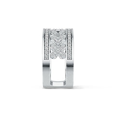 Sterling Silver Ring Multi-Row with White Topaz or Moissanite - Syzjewelry