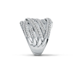 Sterling Silver Ring Multi-Row Crossover with White Topaz or Moissanite DHJ