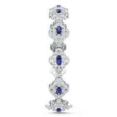 Sterling Silver Tennis Moissanite or Sapphire Bracelet Oval OV 5X3mm 7" Topaz