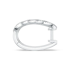 Sterling Silver Earrings Huggie Hoop with White Topaz or Moissanite DHJ