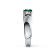 Men's Sterling Silver Semi Mount Ring Setting Princess SQ 7X7mm RD 3.5mm 3-Stone DHJ