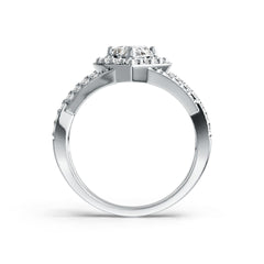 Sterling Silver Semi Mount Ring Setting Pear PE 8X6mm Halo with White Topaz DHJ