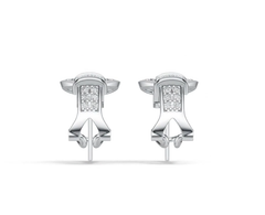 Sterling Silver Earrings Belt Buckle Theme with White Topaz or Moissanite - Syzjewelry