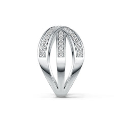 Sterling Silver Crossover Ring with White Topaz or Moissanite - Syzjewelry