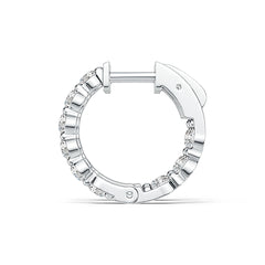 Sterling Silver Hoop Earrings with White Topaz or Moissanite Syzjewelry