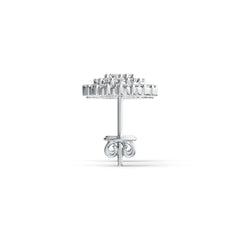 Sterling Silver Earrings Cluster Round Shaped Stud with White Topaz or Moissanite DHJ