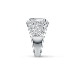 Sterling Silver Pave Ring Heart Theme with White Topaz or Moissanite - Syzjewelry