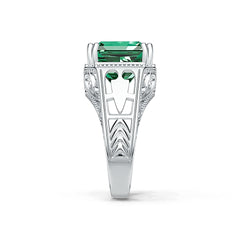 Sterling Silver Semi Mount Ring Setting Asscher SQ 12X12mm Art Deco Style Syzjewelry