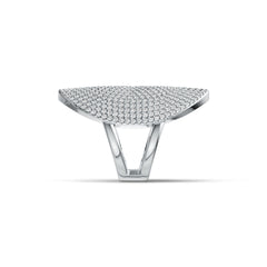 Sterling Silver Pave Set Cocktail Ring with White Topaz or Moissanite - Syzjewelry