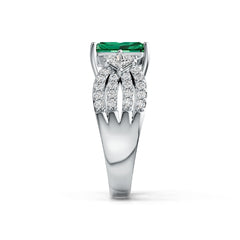 Sterling Silver Semi Mount Ring Setting Emerald OCT 9X7mm SQ 3X3mm DHJ