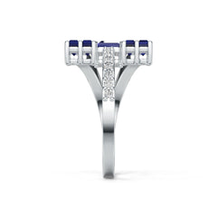 Sterling Silver Royal Blue Sapphire Bypass Ring Baguette BG 4x2mm