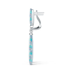 Sterling Silver Opal Earrings 22x12mm