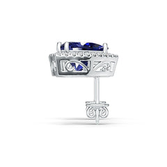 Sterling Silver Semi Mount Earrings Setting Trillion TR 11X11mm with White Topaz - Syzjewelry