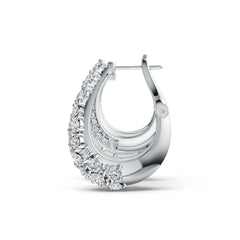 Sterling Silver Hoop Earrings with White Topaz or Moissanite DHJ