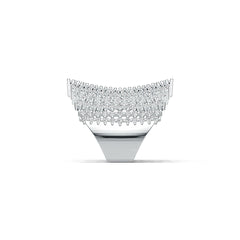 Sterling Silver Statement Ring Multi-Row with White Topaz or Moissanite - Syzjewelry