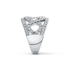 Sterling Silver Ring with White Topaz or Moissanite Interlocking Loop Theme DHJ