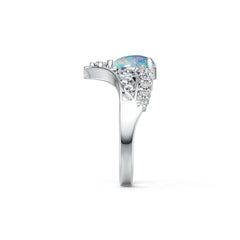 Sterling Silver Semi Mount Ring Setting Pear PE 8x6mm White Topaz D-PJC26676 Cabochon Syzjewelry