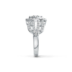 Sterling Silver Ring with White Topaz or Moissanite Round Cluster Halo DHJ