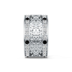Men's Sterling Silver Moissanite Ring Roudn RD 2x2mm Victorian Baroque
