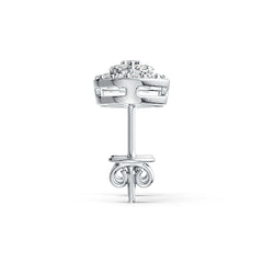 Sterling Silver Stud Earrings Round Shape with White Topaz or Moissanite - Syzjewelry