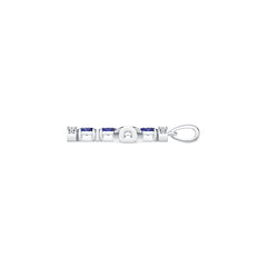 Sterling Silver Royal Blue Sapphire Pendant with Moissanite OV 5X3mm Cross Theme