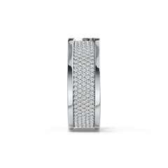 Sterling Silver Men's Wide Band Ring with White Topaz or Moissanite DHJ