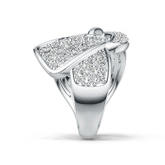 Sterling Silver Ring Belt Buckle Theme with White Topaz or Moissanite - Syzjewelry