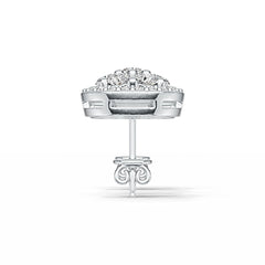 Sterling Silver Earrings Cluster Round Stud with White Topaz or Moissanite DHJ