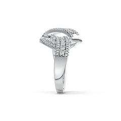 Sterling Silver Bypass Crossover Ring with White Topaz or Moissanite - Syzjewelry