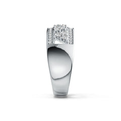 Sterling Silver Ring Geometric Openwork Theme with White Topaz or Moissanite DHJ