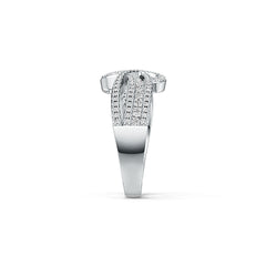 Sterling Silver Ring Bow Crossover Theme with White Topaz or Moissanite - Syzjewelry