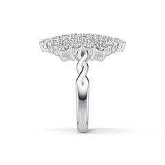 Sterling Silver Cluster Statement Ring with White Topaz or Moissanite DHJ