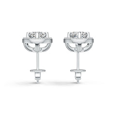 Sterling Silver Semi Mount Earrings Setting Oval OV 7X5mm Stud Halo - Syzjewelry