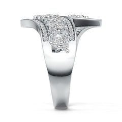 Sterling Silver Bypass Ring with White Topaz or Moissanite DHJ