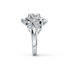 Sterling Silver Semi Mount Ring Setting RD 8x8mm Bypass Ring Halo White Topaz Syzjewelry