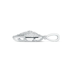 Silver ring with a heart-shaped diamond design on a white background
