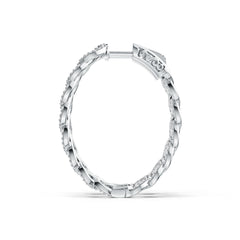 Sterling Silver Hoop Earrings Chain Link Theme with White Topaz or Moissanite DHJ