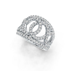 Sterling Silver Ring with White Topaz or Moissanite Interlocking Loop Theme DHJ