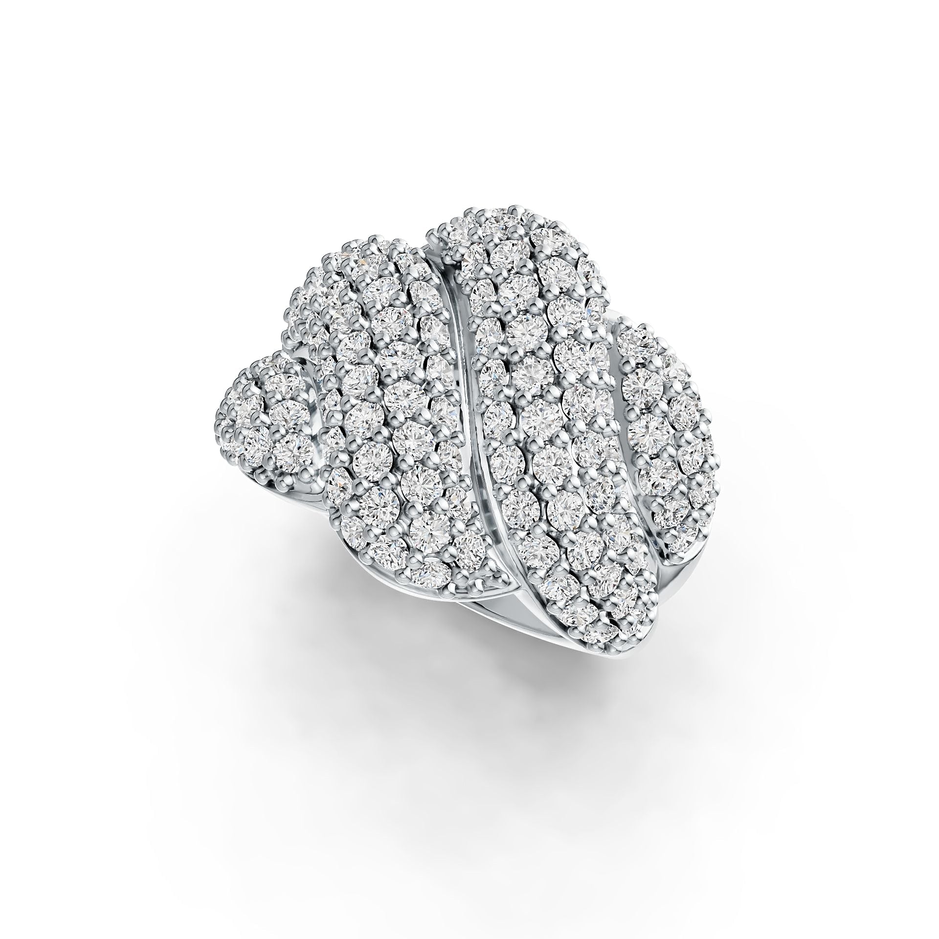 Sterling Silver Multi-Row Wave Ring with White Topaz or Moissanite DHJ