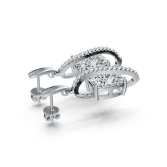 Sterling Silver Semi Mount Earrings Setting Cushion CU 10X8mm with White Topaz DHJ