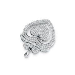 Sterling Silver Pendant Heart with Bow Theme with White Topaz or Moissanite - Syzjewelry