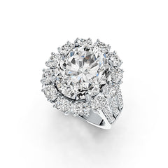 Sterling Silver Semi Mount Ring Setting Oval 14X12mm Split Shank Halo - Syzjewelry