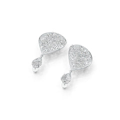 Sterling Silver Cluster Dangling Earrings with White Topaz or Moissanite DHJ
