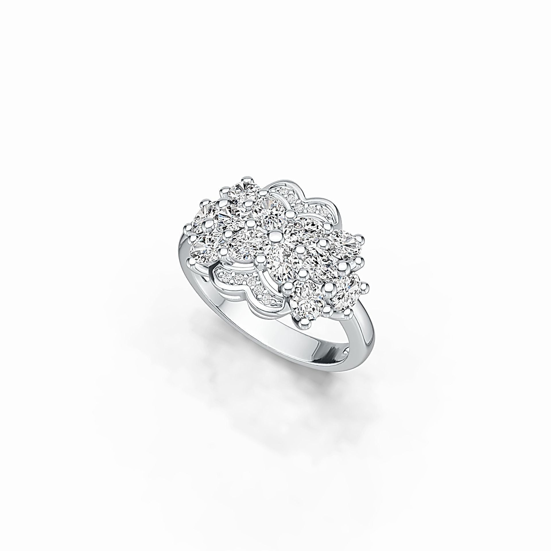 Sterling Silver Semi Mount Ring Setting Oval OV 4X3mm with White Topaz - Syzjewelry