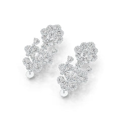 Sterling Silver Semi Mount Earrings Setting Pear PE 5X3mm with White Topaz DHJ